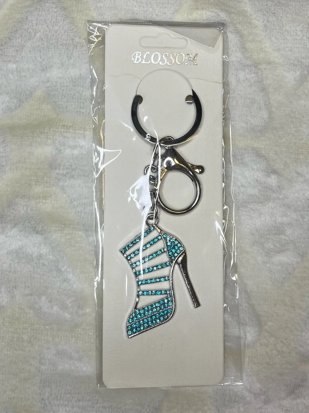 Turquoise Crystal High Heel Stiletto Keychain Bag Charm